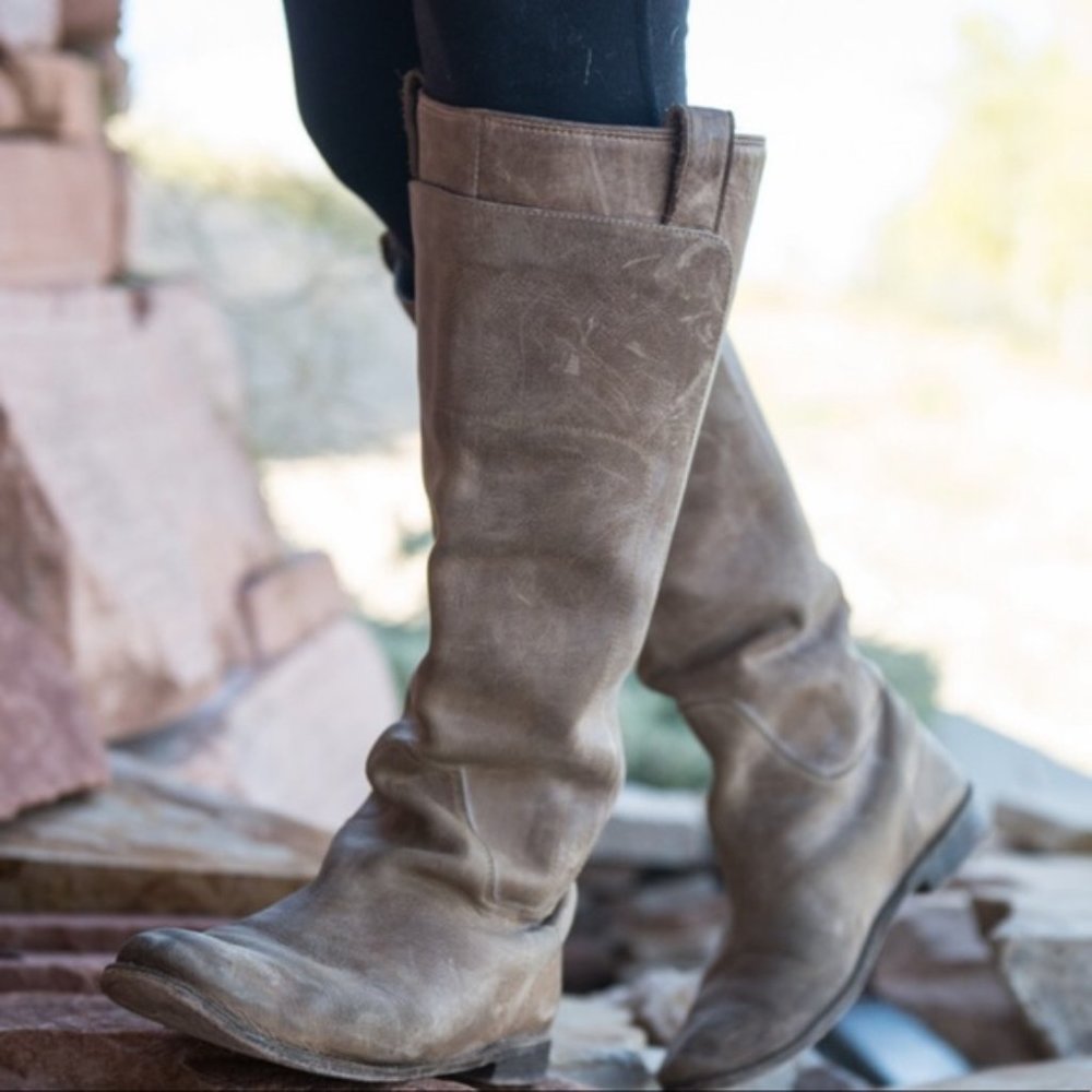 Frye Paige Tall Riding Distressed Pull-on Boots
